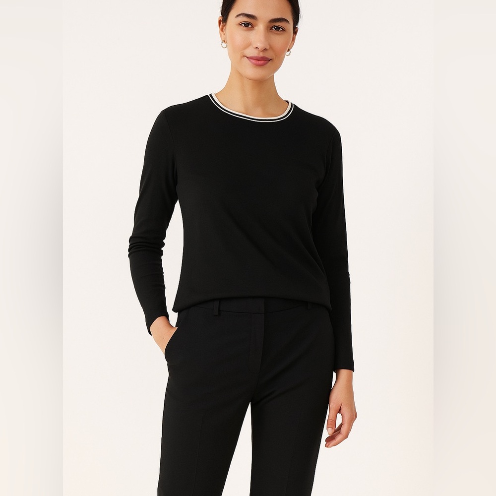 Banana Republic basic black long sleeved shirt with contrasting neckline